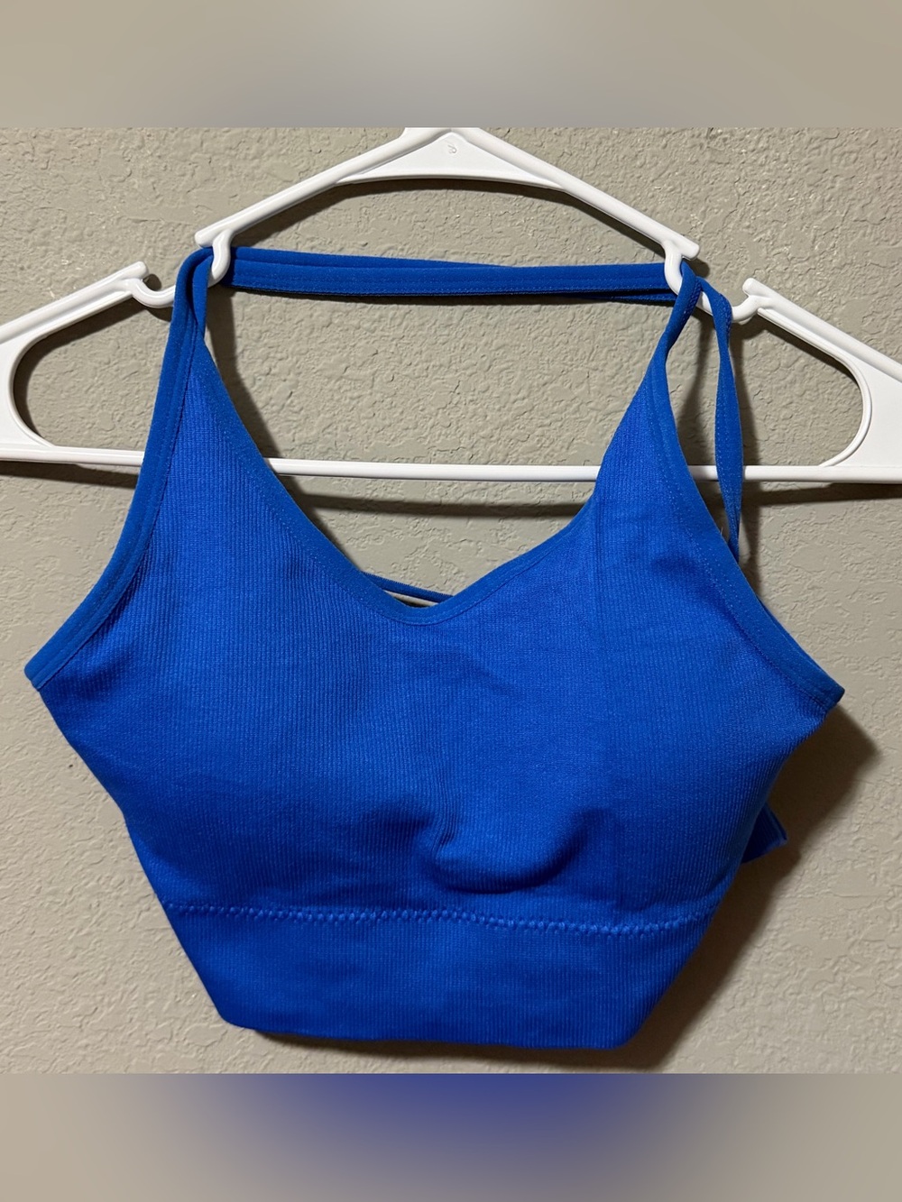 Seamless Blue Ribbed Bralette - Women's Intimates